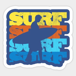 Surf Surf Surf Vintage Retro Surfer Sunset Sticker